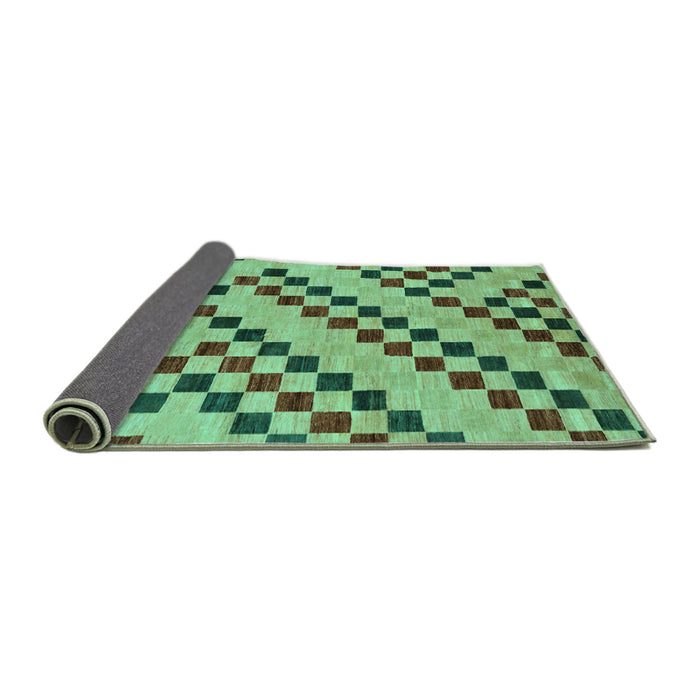 Sideview of Checkered Turquoise Modern Rug, abs254turq