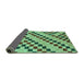 Sideview of Checkered Turquoise Modern Rug, abs254turq