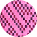 Round Checkered Pink Modern Rug, abs254pnk