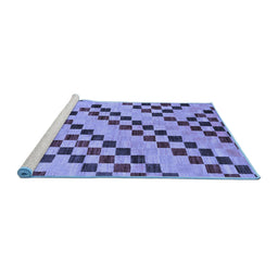 Sideview of Machine Washable Checkered Blue Modern Rug, wshabs254blu
