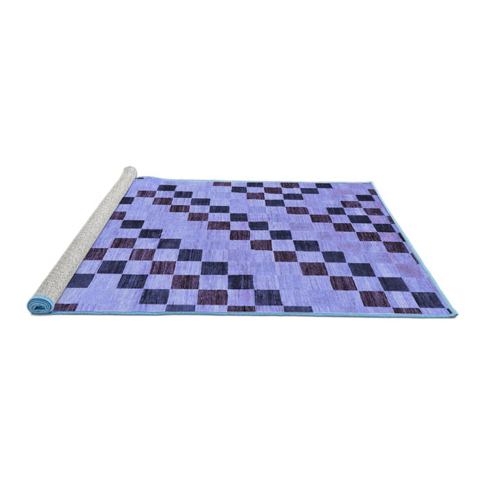 Sideview of Machine Washable Checkered Blue Modern Rug, wshabs254blu