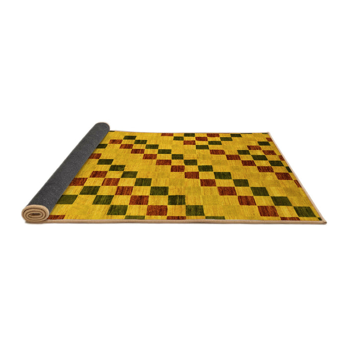 Sideview of Checkered Yellow Modern Rug, abs254yw