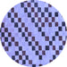 Round Checkered Blue Modern Rug, abs254blu