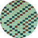 Round Checkered Light Blue Modern Rug, abs254lblu