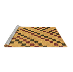 Sideview of Machine Washable Checkered Brown Modern Rug, wshabs254brn