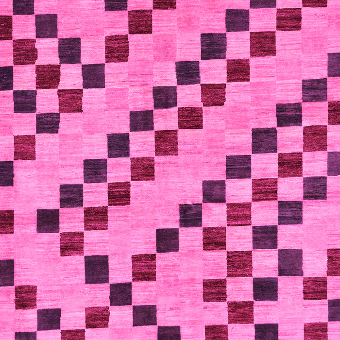 Machine Washable Checkered Pink Modern Rug, wshabs254pnk
