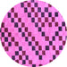 Round Checkered Purple Modern Rug, abs254pur