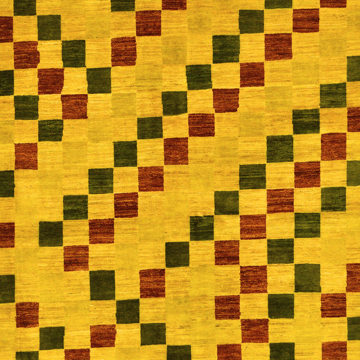 Checkered Yellow Modern Rug, abs254yw