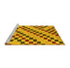 Sideview of Machine Washable Checkered Yellow Modern Rug, wshabs254yw