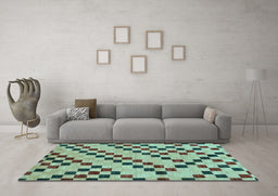 Machine Washable Checkered Light Blue Modern Rug in a Living Room, wshabs254lblu