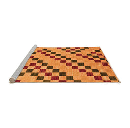 Sideview of Machine Washable Checkered Orange Modern Area Rugs, wshabs254org