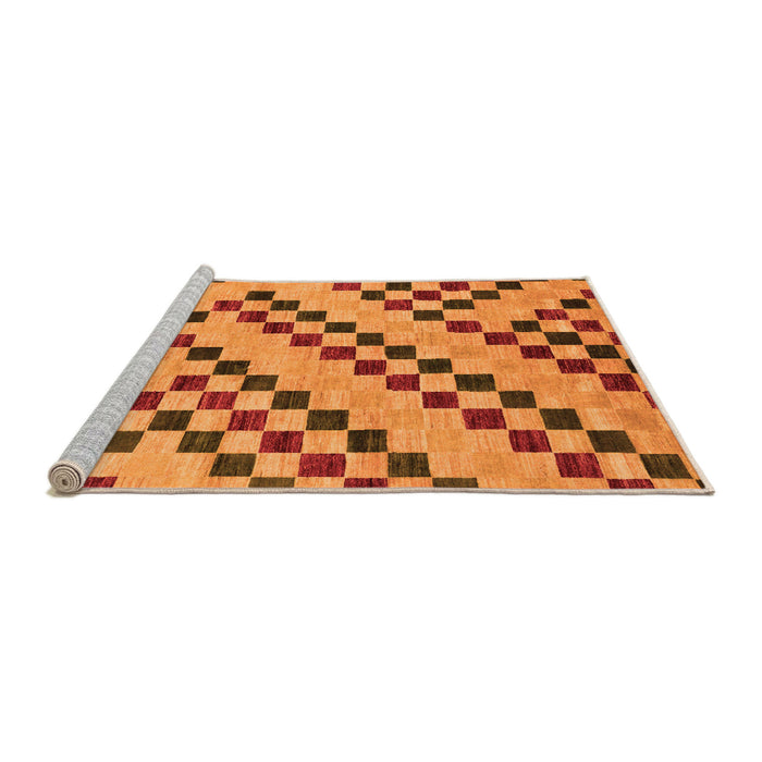 Sideview of Machine Washable Checkered Orange Modern Area Rugs, wshabs254org