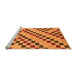 Sideview of Machine Washable Checkered Orange Modern Area Rugs, wshabs254org