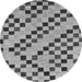 Round Machine Washable Checkered Gray Modern Rug, wshabs254gry