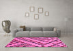 Machine Washable Checkered Pink Modern Rug in a Living Room, wshabs254pnk