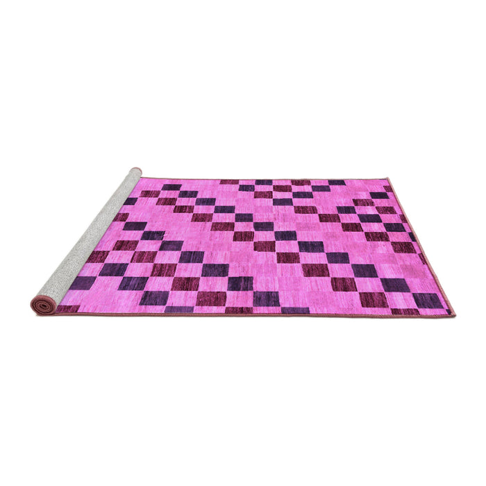 Sideview of Machine Washable Checkered Purple Modern Area Rugs, wshabs254pur