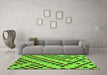 Machine Washable Checkered Green Modern Area Rugs in a Living Room,, wshabs254grn