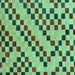 Square Machine Washable Checkered Turquoise Modern Area Rugs, wshabs254turq