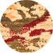 Round Abstract Orange Modern Rug, abs2550org