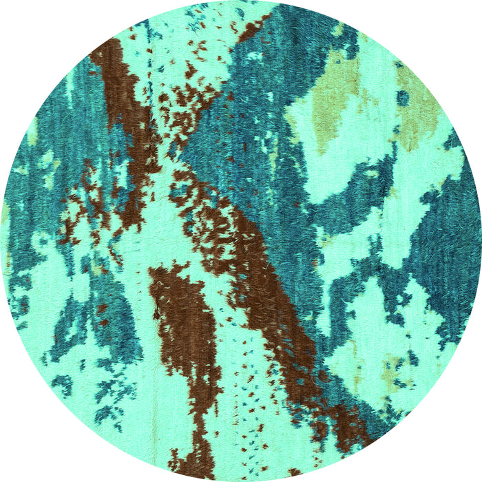 Round Abstract Turquoise Modern Rug, abs2550turq