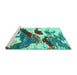 Sideview of Machine Washable Abstract Turquoise Modern Area Rugs, wshabs2550turq