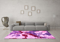 Machine Washable Abstract Pink Modern Rug, wshabs2550pnk