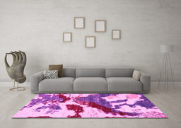 Machine Washable Abstract Pink Modern Rug in a Living Room, wshabs2550pnk