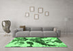 Machine Washable Abstract Emerald Green Modern Area Rugs in a Living Room,, wshabs2550emgrn