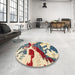Round Machine Washable Abstract Purple Rug in a Office, wshabs2550