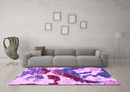 Machine Washable Abstract Purple Modern Area Rugs in a Living Room, wshabs2550pur