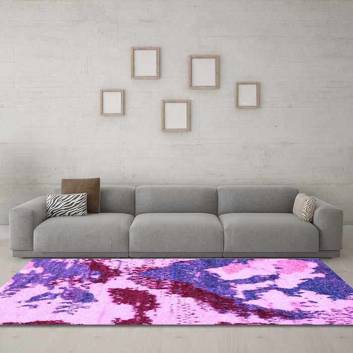 Machine Washable Abstract Purple Modern Area Rugs in a Living Room, wshabs2550pur