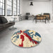 Round Abstract Purple Modern Rug in a Office, abs2550