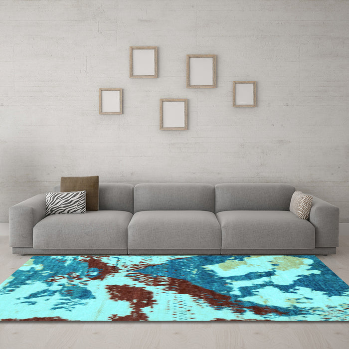 Machine Washable Abstract Light Blue Modern Rug in a Living Room, wshabs2550lblu