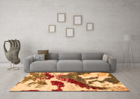 Machine Washable Abstract Orange Modern Rug, wshabs2550org