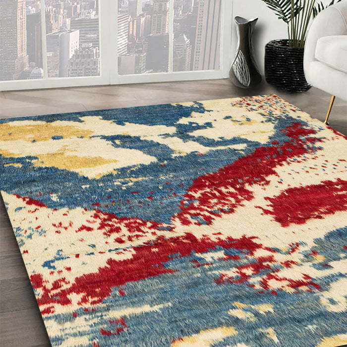 Machine Washable Abstract Purple Rug in a Family Room, wshabs2550