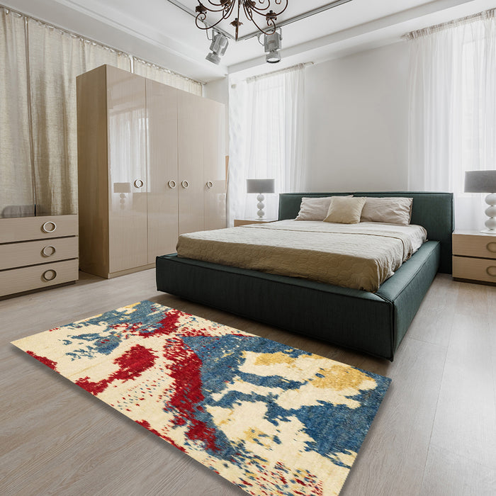 Machine Washable Abstract Purple Rug in a Bedroom, wshabs2550