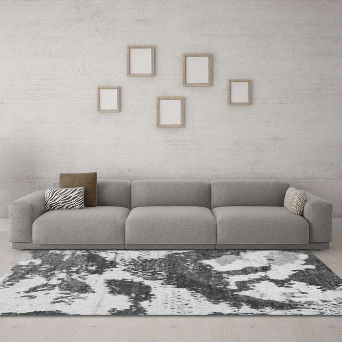 Machine Washable Abstract Gray Modern Rug in a Living Room,, wshabs2550gry