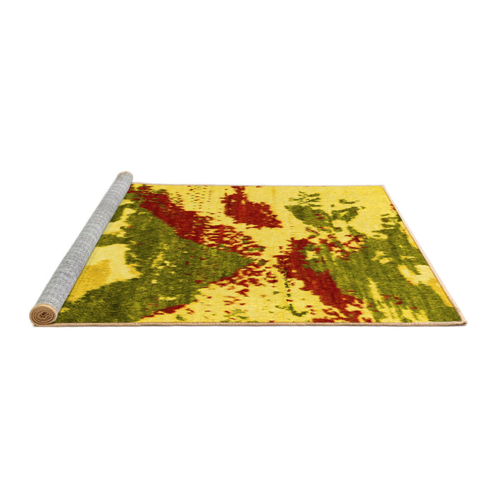 Sideview of Machine Washable Abstract Yellow Modern Rug, wshabs2550yw