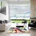 Square Abstract Purple Modern Rug in a Living Room, abs2550