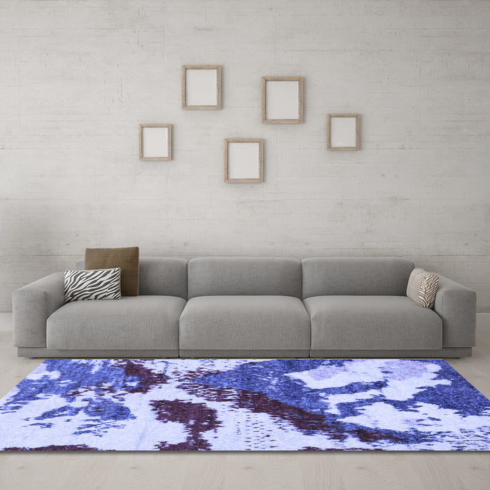 Machine Washable Abstract Blue Modern Rug in a Living Room, wshabs2550blu