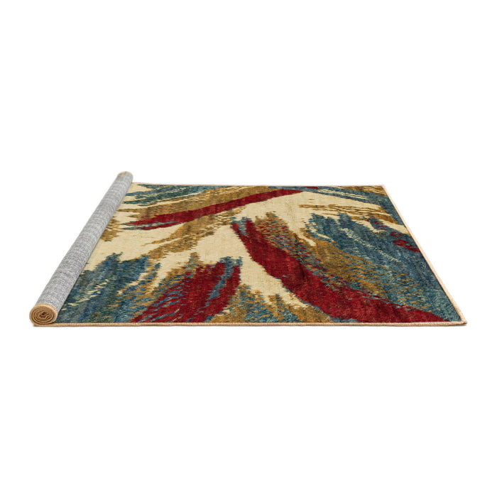 Sideview of Machine Washable Abstract Dark Sienna Brown Rug, wshabs2551