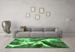 Machine Washable Abstract Emerald Green Modern Area Rugs in a Living Room,, wshabs2551emgrn