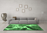 Machine Washable Abstract Emerald Green Modern Rug, wshabs2551emgrn