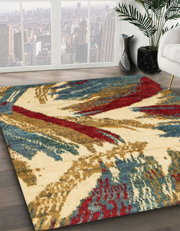 Abstract Dark Sienna Brown Modern Rug in Family Room, abs2551