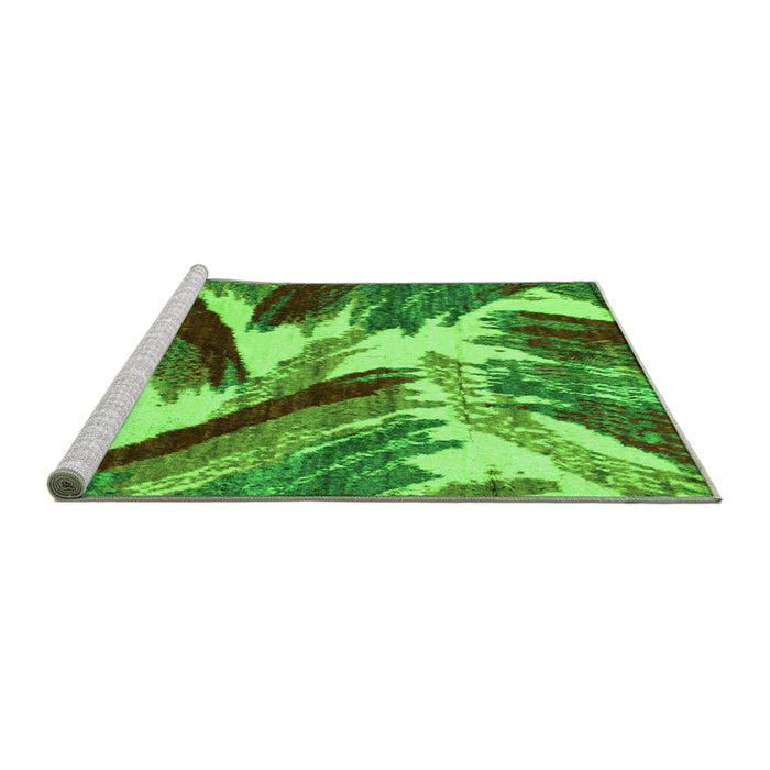 Sideview of Machine Washable Abstract Green Modern Area Rugs, wshabs2551grn