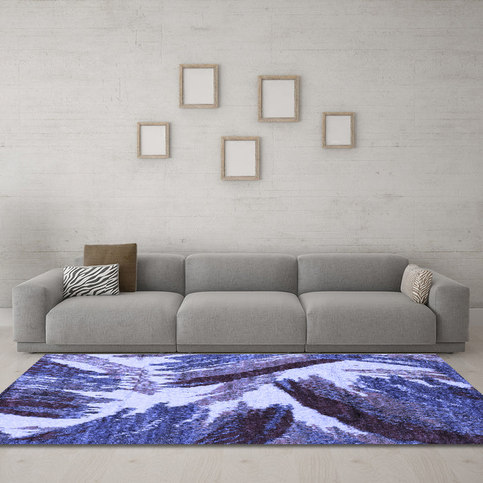 Machine Washable Abstract Blue Modern Rug in a Living Room, wshabs2551blu