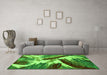 Machine Washable Abstract Green Modern Area Rugs in a Living Room,, wshabs2551grn