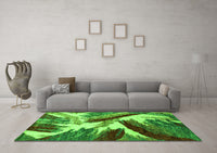 Machine Washable Abstract Green Modern Rug, wshabs2551grn