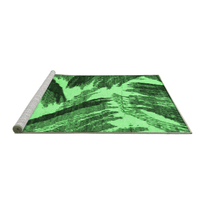 Sideview of Machine Washable Abstract Emerald Green Modern Area Rugs, wshabs2551emgrn