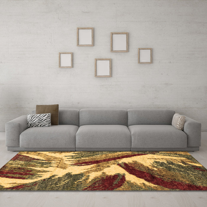 Machine Washable Abstract Brown Modern Rug in a Living Room,, wshabs2551brn